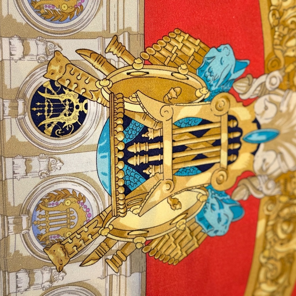 Hermes Red and Gold Scarf - Picture 5 of 6